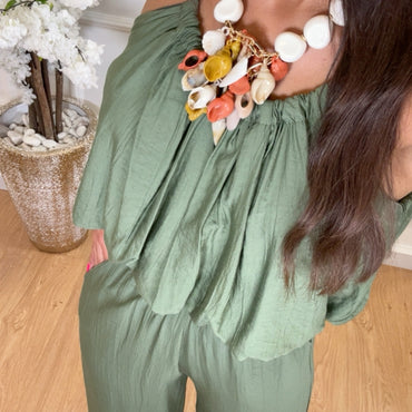 Conjunto Top + Pantalona Verde Seco