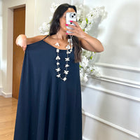 Vestido oversize de alças Azul Marinho