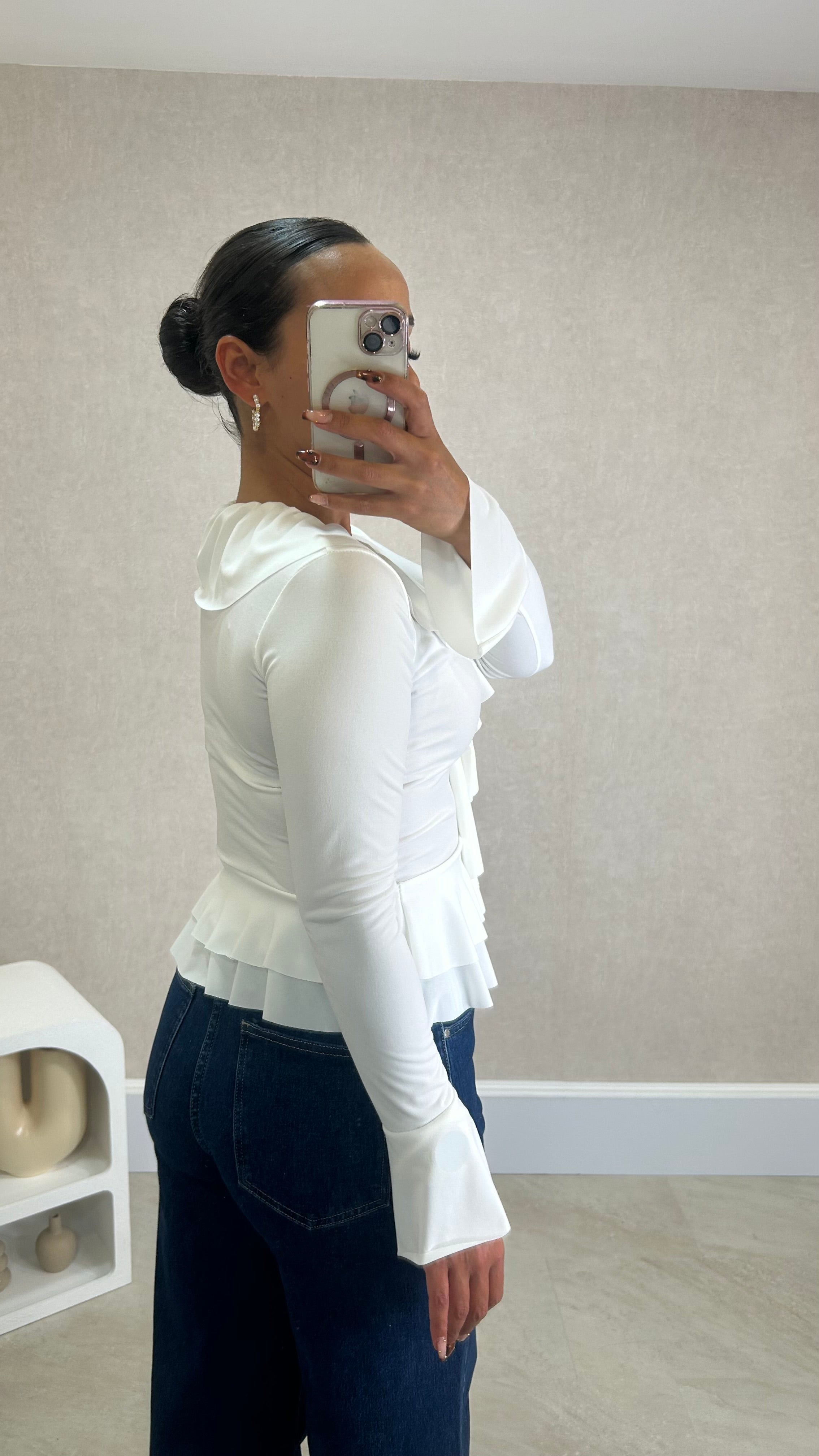 Blusa com folhos em Branco