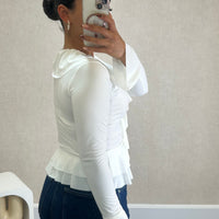 Blusa com folhos em Branco