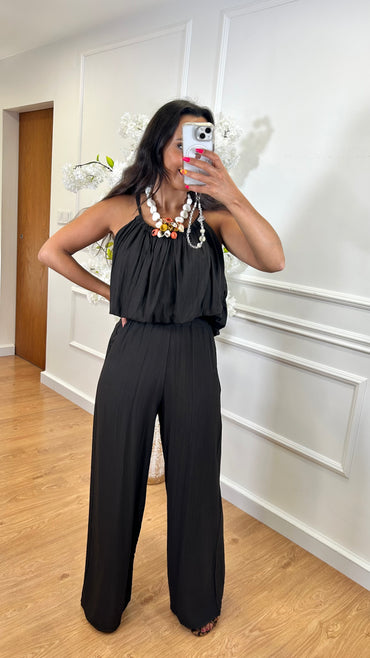 Conjunto Top + Pantalona Castanho