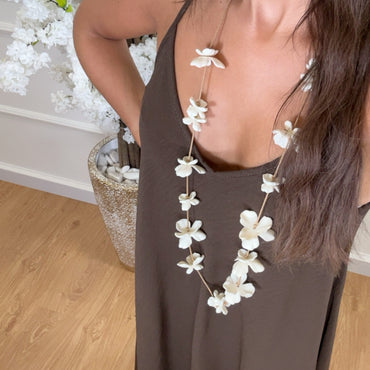 Vestido oversize de alças Castanho