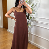 Vestido de Alças Cruzadas Castanho