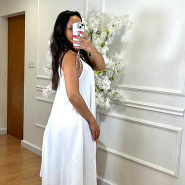 Vestido Midi oversize de alças Branco