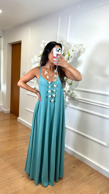 Vestido oversize de alças Menta