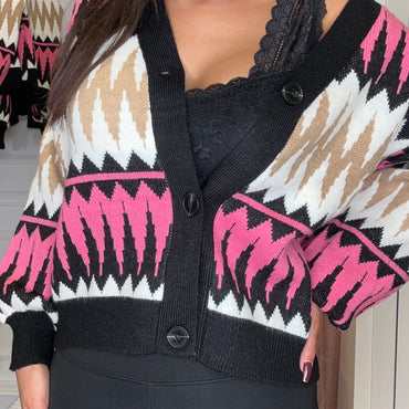 Cardigan Zig Zag rosa