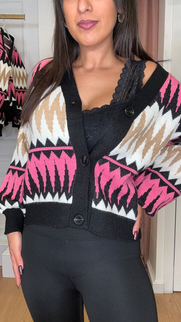 Cardigan Zig Zag rosa