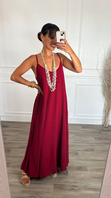 Vestido oversize de alças bordo