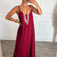 Vestido oversize de alças bordo