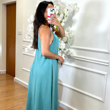 Vestido oversize de alças Menta