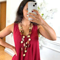 Vestido Midi com alça larga Bordo