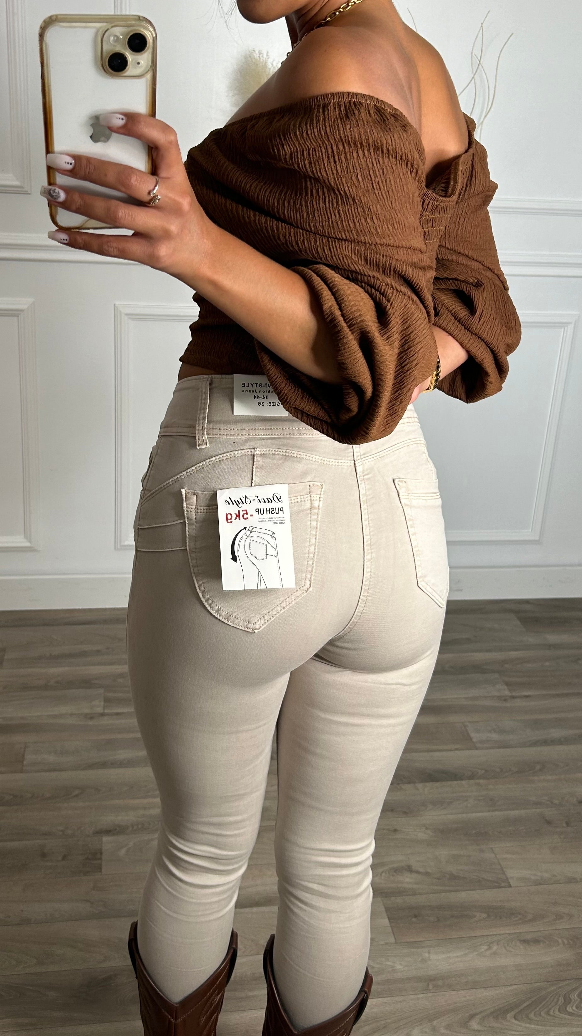 Calça Bege Redutora Push Up