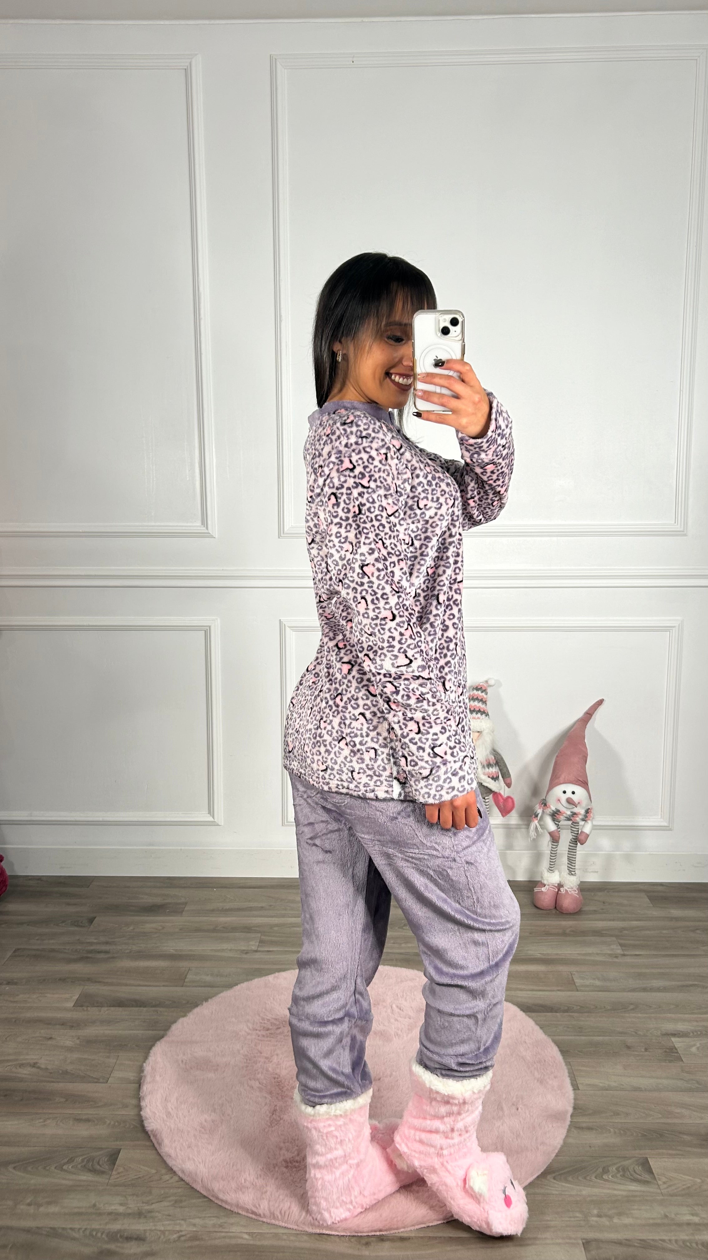 Pijama aos corações roxo