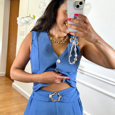 Conjunto colete + Pantalona Azul