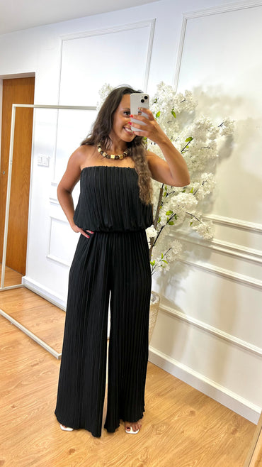 Conjunto Plissado Top Cai-Cai + Pantalona em Preto