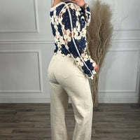 Calça Wide Leg Bege Pigmentada REDIAL