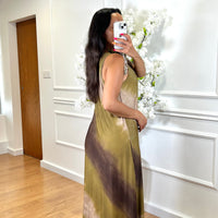 Vestido de Lycra comprido estampado Tons Verde