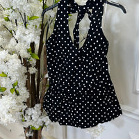Blusa com godé Bolinhas Preto