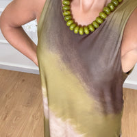 Vestido de Lycra comprido estampado Tons Verde