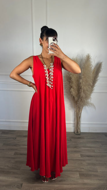 Vestido oversize de alça grossa Vermelho